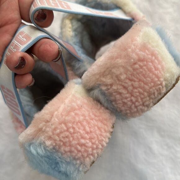UGG Fluff Yeah Slides Pastel Furry Pink Blue White - Picture 5 of 11